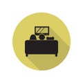 family watching TV on the couch long shadow icon. Simple glyph, flat vector of FAMILY icons for ui and ux, website or mobile Royalty Free Stock Photo