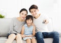 Family watching TV in living room Royalty Free Stock Photo
