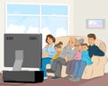 Family watching TV