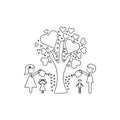 the family watered the tree of love icon. Element of cyber security for mobile concept and web apps icon. Thin line icon for