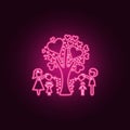 the family watered the tree of love icon. Elements of Family in neon style icons. Simple icon for websites, web design, mobile app