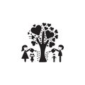 the family watered the tree of love icon. Illustration of family values icon. Premium quality graphic design. Signs and symbols ic Royalty Free Stock Photo