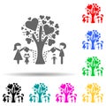 the family watered the tree of love multi color style icon. Simple glyph, flat vector of family icons for ui and ux, website or