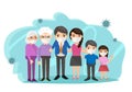 A family wearing a mask Adults, old people and children are protected from the second round of coronavirus Royalty Free Stock Photo