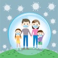 The family is wearing a mask Vector Illustration