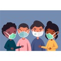 Family wearing protective Medical mask for prevent virus Wuhan Covid-19 Royalty Free Stock Photo