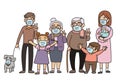 Family wearing protective Medical mask for prevent virus Wuhan Covid-19.Dad Mom Daughter Son wearing a surgical mask Royalty Free Stock Photo