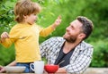 Family weekend. Father son eat food and have fun. Menu for children. Homemade meal. Food habits. Little boy with dad Royalty Free Stock Photo