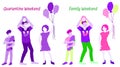 Family weekend in quarantine time banner illustration