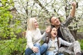 Family Welcoming Husband Home On Army Leave. Royalty Free Stock Photo