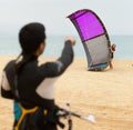 Family in wetsuits with surf boards Royalty Free Stock Photo