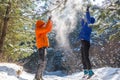 Family in winter forest Royalty Free Stock Photo