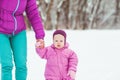 Family winter walks Royalty Free Stock Photo