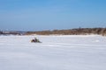 Family winter walks on a snowmobile in nature Royalty Free Stock Photo