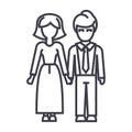 Family,woman and man vector line icon, sign, illustration on background, editable strokes