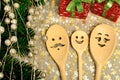 Family wooden spoon with christmas gift