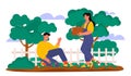 Family work in garden vector