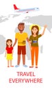 Family on World Map Background Flat Flyer Template