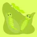 Family worm cartoon funny with leaves abstract background wallpaper graphic design vector illustration Royalty Free Stock Photo