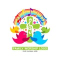 Family worship logo. The family glorifies God, sings to Him glory and praise Royalty Free Stock Photo