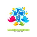 Family worship logo. The family glorifies God, sings to Him glory and praise