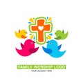 Family worship logo. The family glorifies God, sings to Him glory and praise Royalty Free Stock Photo