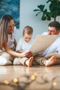 Family writing wishes for Christmas Royalty Free Stock Photo