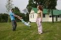 Family in yard Royalty Free Stock Photo