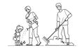 family yard work vector