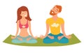 Family yoga, isolated woman and man in the lotus position on white background Royalty Free Stock Photo