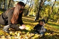 Familyy in the park in autumn