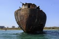 Abandoned wreck on the Black sea, near resort Costinesti, Romania