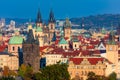 Famous Aerial view of Prague landmarks, Czech