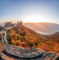 Aggstein castle with autumn forest in Wachau, Austria