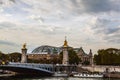 Famous Alexandre III Bridge over river Seine in Paris, France. Royalty Free Stock Photo