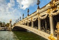 Famous Alexandre III Bridge over river Seine in Paris, France. Royalty Free Stock Photo