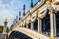 Famous Alexandre III Bridge over river Seine in Paris, France. Royalty Free Stock Photo