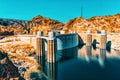 Famous and amazing Hoover Dam at Lake Mead, Nevada and Arizona Border Royalty Free Stock Photo