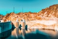 Famous and amazing Hoover Dam at Lake Mead, Nevada and Arizona Border Royalty Free Stock Photo