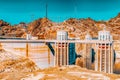 Famous and amazing Hoover Dam at Lake Mead, Nevada and Arizona Border Royalty Free Stock Photo