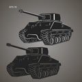 Famous american tank vector illustration. Vintage var machine icon.