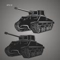 Famous american tank vector illustration. Vintage var machine.