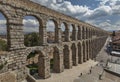 The famous ancient aqueduct in Segovia, Castilla y Leon, Spain. Royalty Free Stock Photo