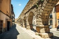 The famous ancient aqueduct in Segovia, Spain Royalty Free Stock Photo