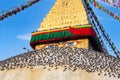 Famous ancient Boudhanath Stupa, also called Boudnath, or Boudha in Kathmandu, Nepal