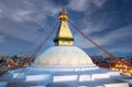 Famous ancient Boudhanath Stupa, also called Boudnath, or Boudha in Kathmandu, Nepal