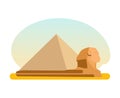 The famous ancient Egyptian pyramid of Cheops and the Sphinx. Royalty Free Stock Photo