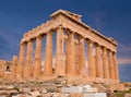 Famous ancient Parthenon Greek temple dedicated to the goddess Athena on a bright sunny day on the Acropolis in Athens, Greece Royalty Free Stock Photo