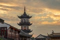 chinese temple at sunset Royalty Free Stock Photo