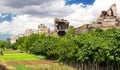 Famous ancient walls of Constantinople in Istanbul Royalty Free Stock Photo